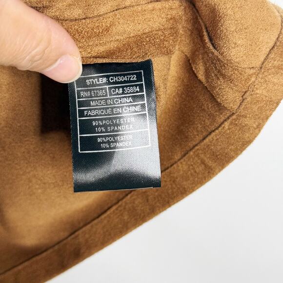 Cupcakes and Cashmere Medium Brown Tan Jennings Faux Suede Off The Shoulder Top - Picture 8 of 12